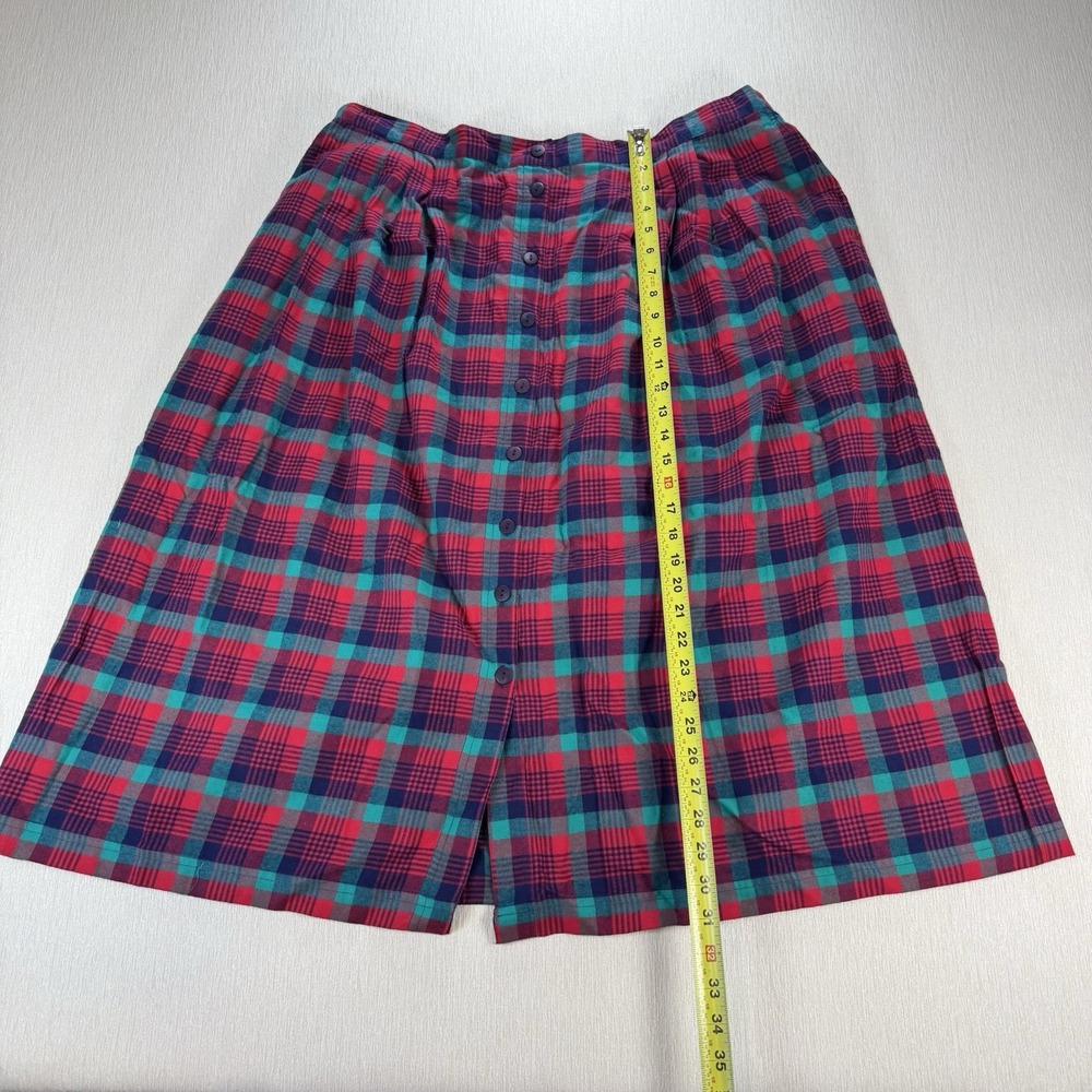 VTG Susan Bristol Plaid Midi Button Front Skirt Size 2X  Cottagecore 100% Cotton - Picture 3 of 8